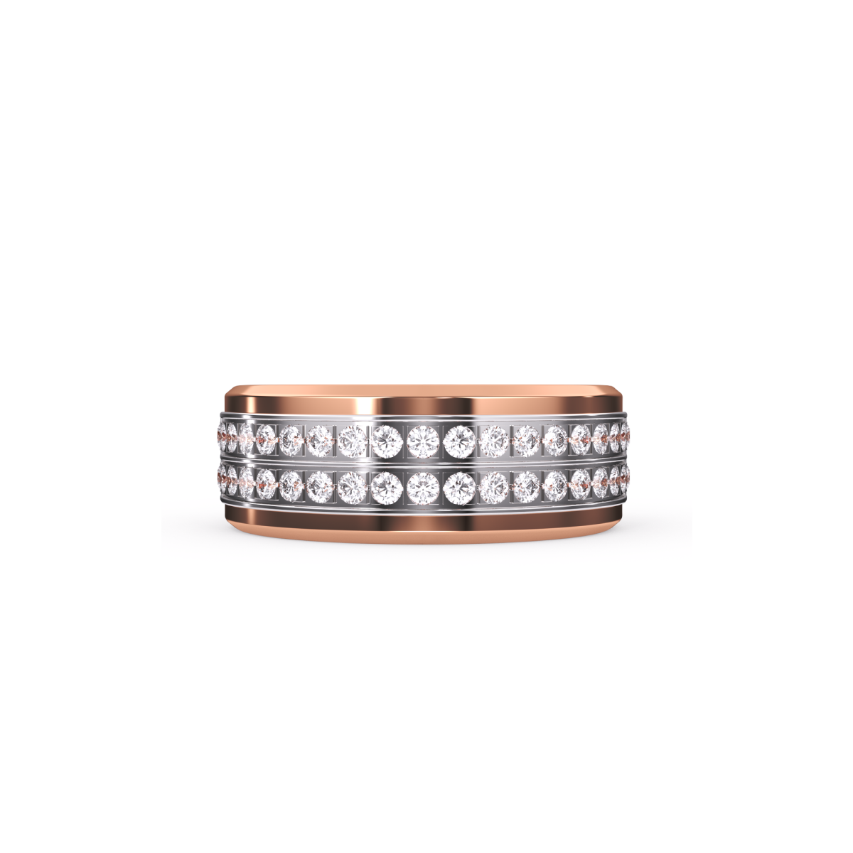 Half Eternity Two Row Diamond Wedding Band